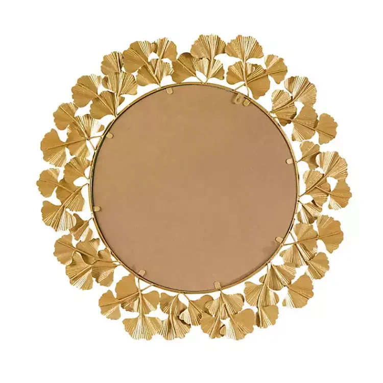 Decorative Mirrors-Kirklands Home Gold Foil Leaf Framed Round Wall Mirror