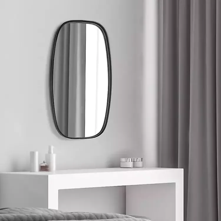 Decorative Mirrors-Kirklands Home Black Metal Rectangular Wall Mirror, 18x31.5 in.