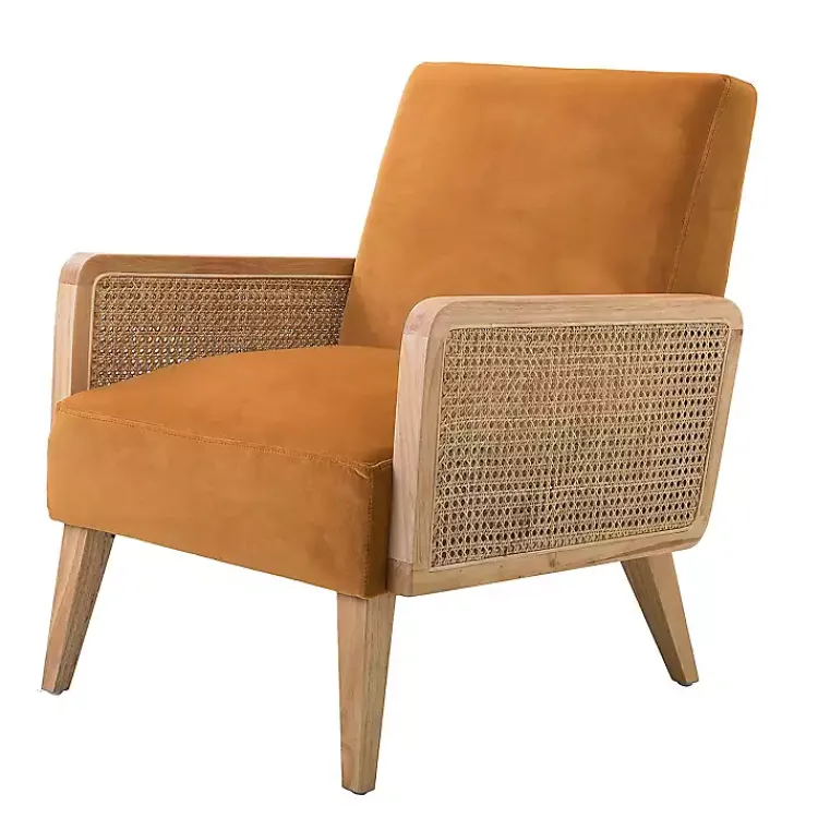 Accent Chairs-Kirklands Home Orange Rattan Accent Chair Yellow