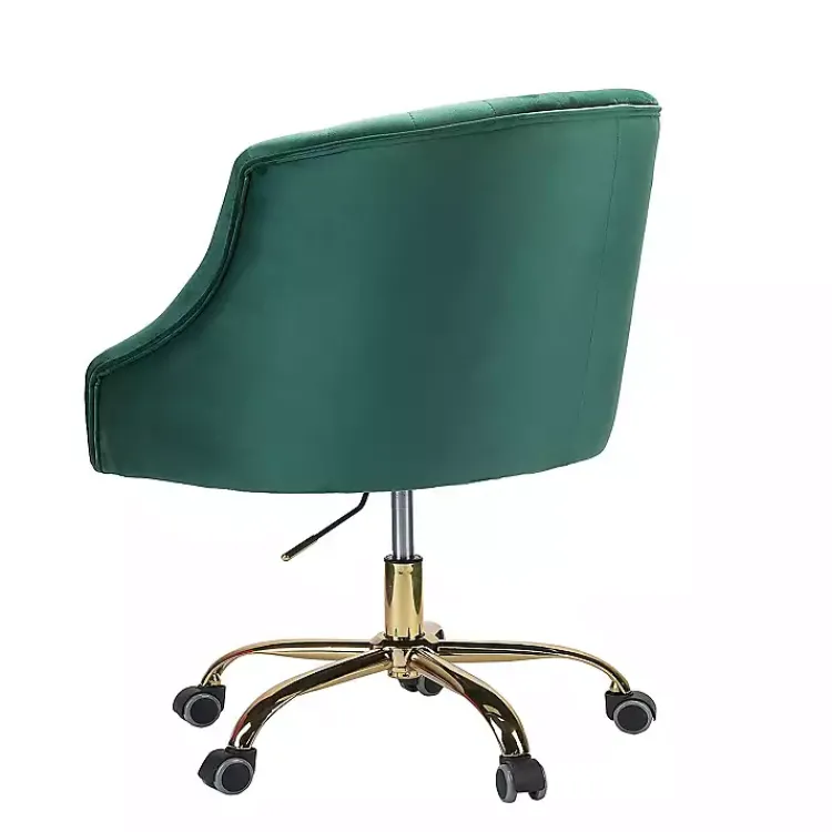 Office Furniture-Kirklands Home Velvet Tufted Golden Leg Swivel Office Chair Green