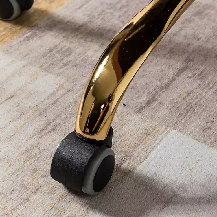 Office Furniture-Kirklands Home Velvet Tufted Golden Leg Swivel Office Chair Green