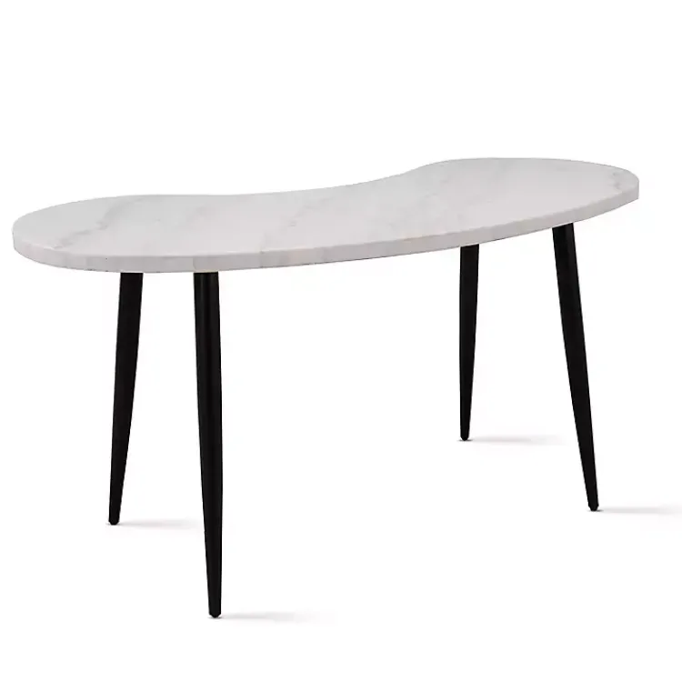 Office Furniture-Kirklands Home White Marble Kidney Shaped Desk