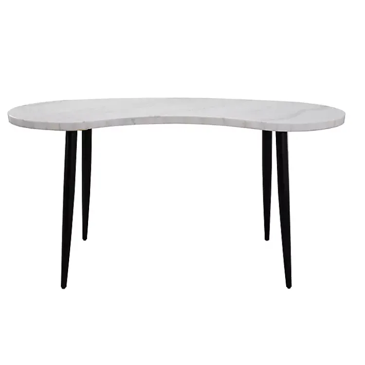 Office Furniture-Kirklands Home White Marble Kidney Shaped Desk