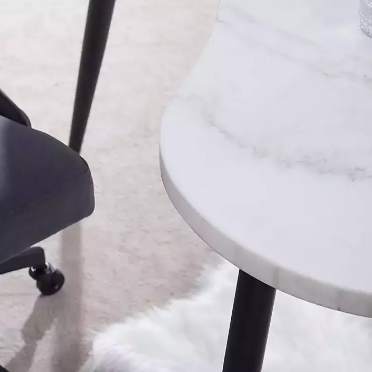 Office Furniture-Kirklands Home White Marble Kidney Shaped Desk