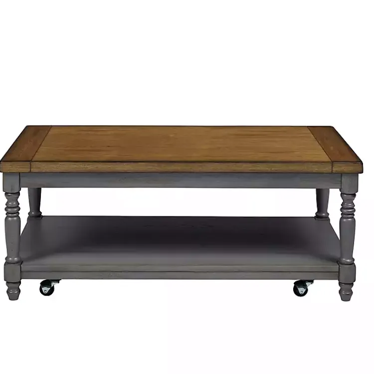 Coffee Tables-Kirklands Home Two Tone Coffee Table and End Tables, Set of 3 Gray