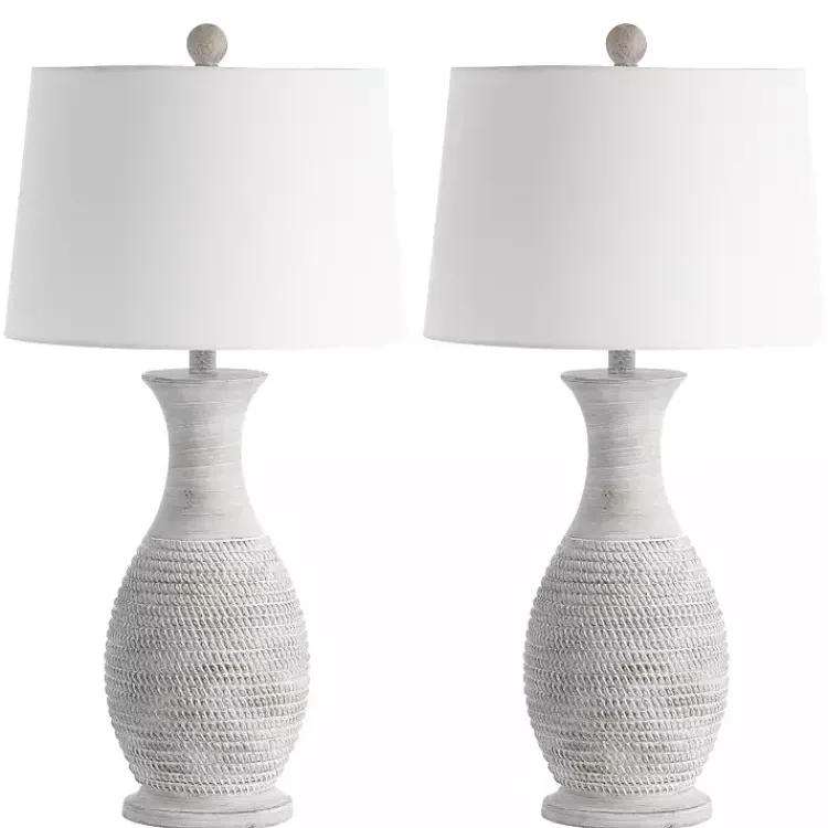Table Lamps-Kirklands Home Gray Jug Base Table Lamps, Set of 2 White