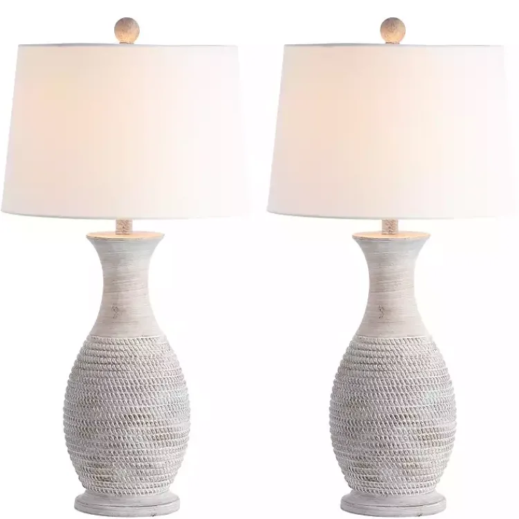 Table Lamps-Kirklands Home Gray Jug Base Table Lamps, Set of 2 White