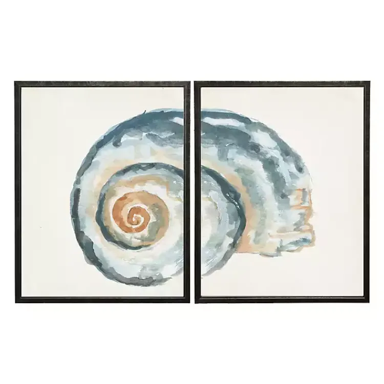 Framed Art-Kirklands Home Diptych Shell Framed Art Print, Set of 2 Blue