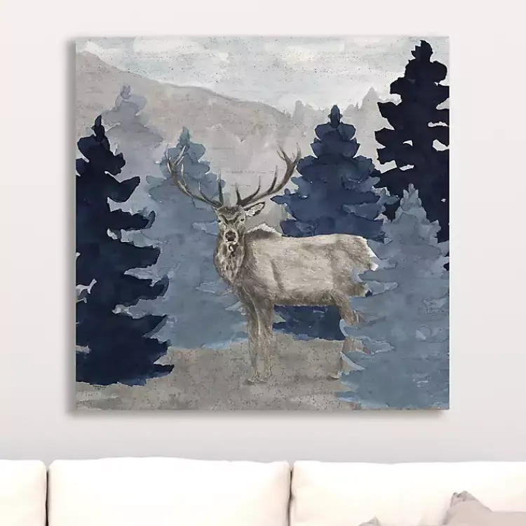 Canvas Art-Kirklands Home Blue Cliff Mountains Elk III Canvas Art Print