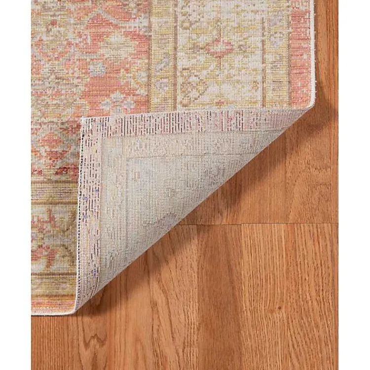 Area Rugs-Kirklands Home Salmon Vintage Border Area Rug, 5x7 Pink