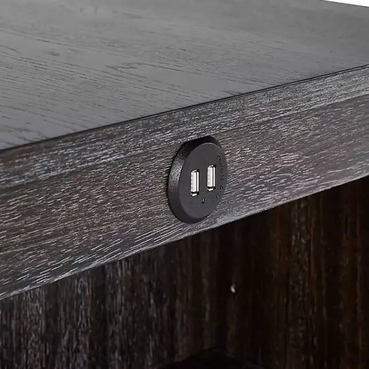 Kitchen Islands & Bar Carts-Kirklands Home Black Wood Linen 3-pc. USB Island and Stool Set