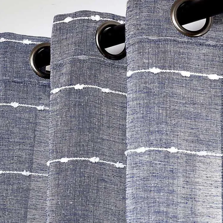 Curtains & Drapes-Kirklands Home Sheer Navy Textured Curtain Panel Set, 84 in. Blue
