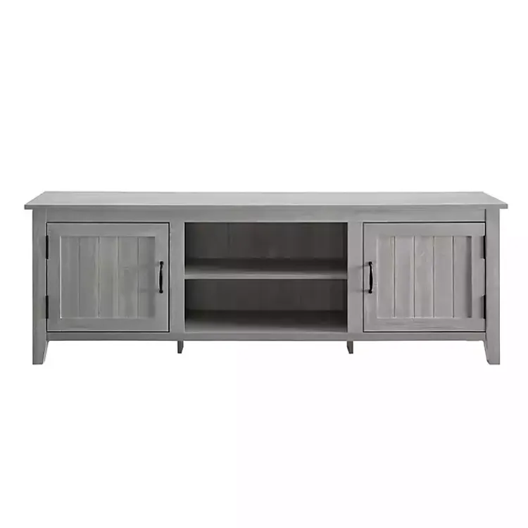 Tv Stands & Media Consoles-Kirklands Home Stone Grooved Door Modern Farmhouse TV Stand Gray