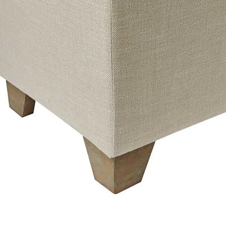 Benches & Ottomans-Kirklands Home Neutral Split Seat Jackson Storage Bench Ivory