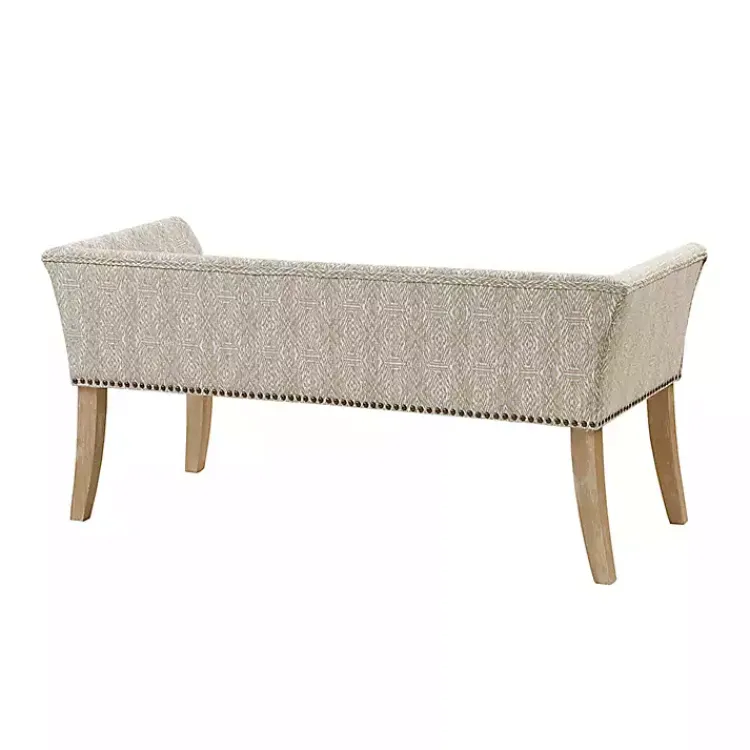 Benches & Ottomans-Kirklands Home Patterned Short Wingback Upholstered Bench Ivory