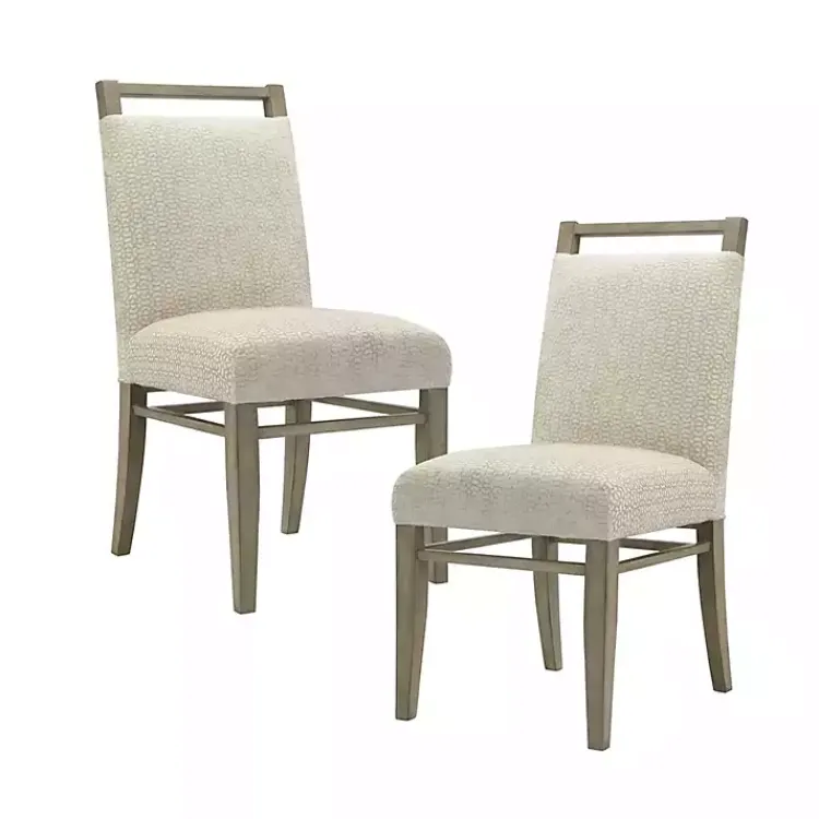 Dining Chairs-Kirklands Home Upholstered Wooden Dining Chairs, Set of 2 Ivory