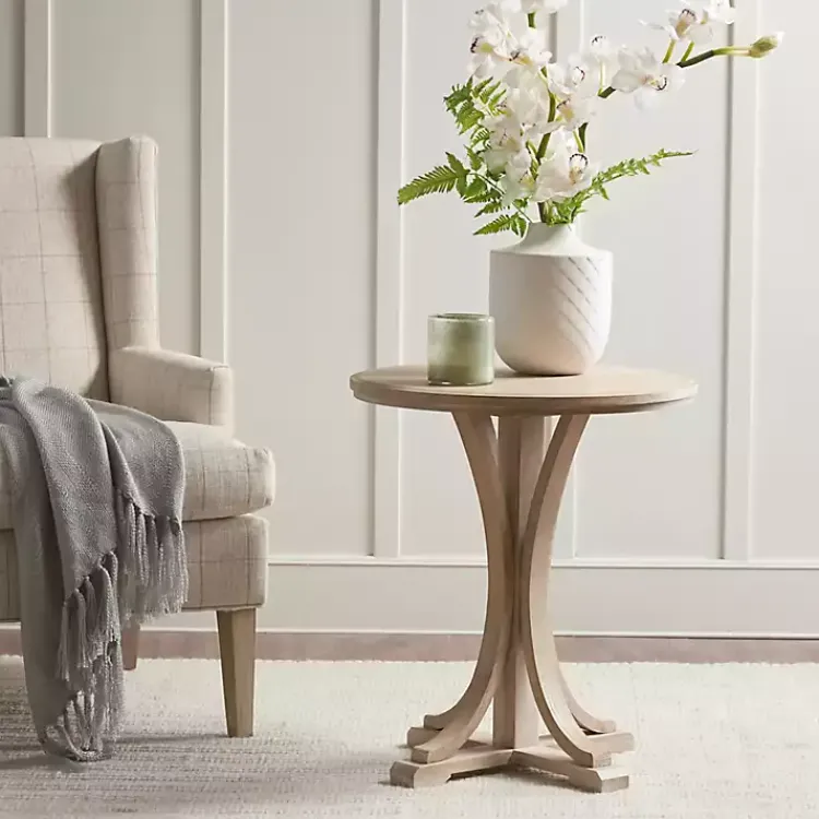 Accent & End Tables-Kirklands Home Natural Wood Pedestal Martha Stewart Accent Table