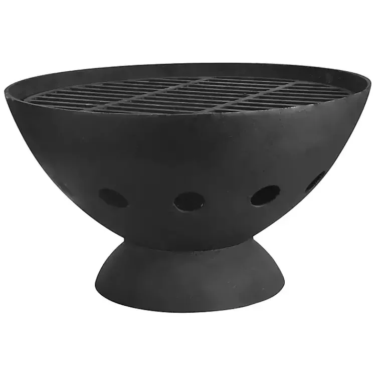 Fire Pits-Kirklands Home Cast Iron Grill Top Fire Pit Black