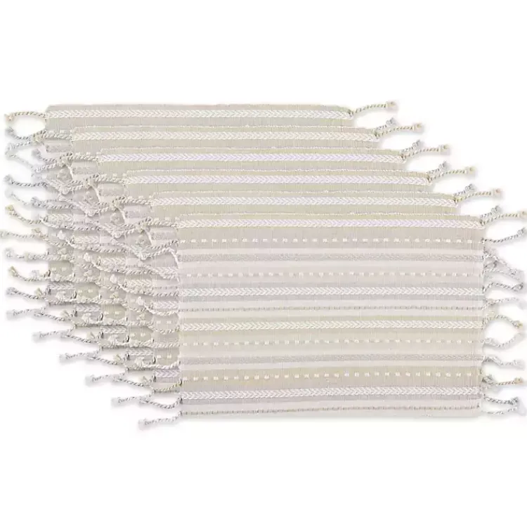 Table Linens-Kirklands Home Natural Tonal Stripe Placemats, Set of 6