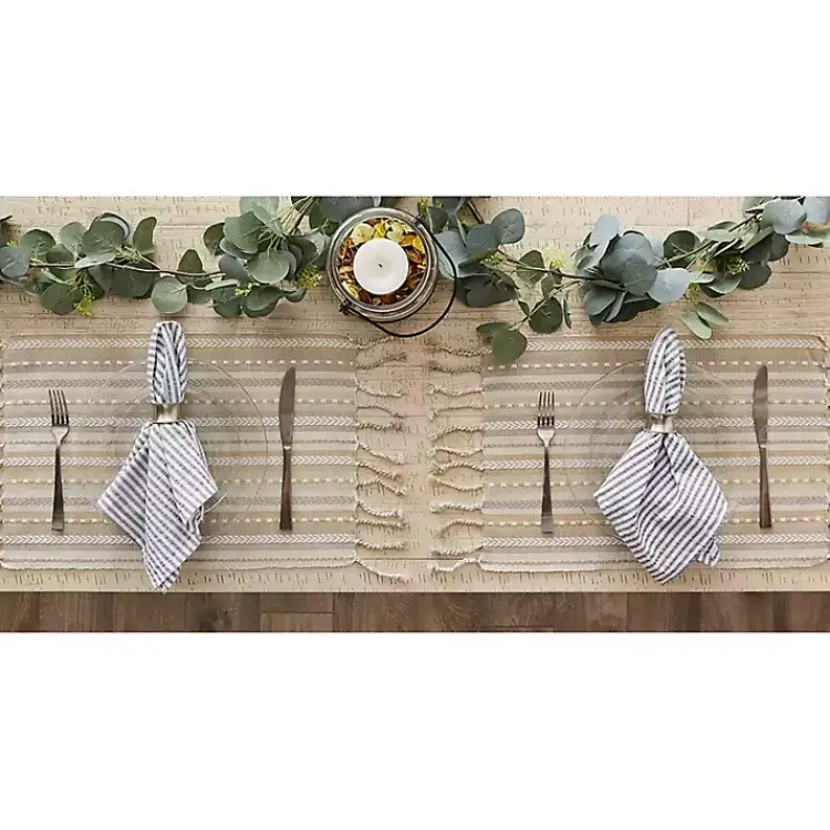Table Linens-Kirklands Home Natural Tonal Stripe Placemats, Set of 6