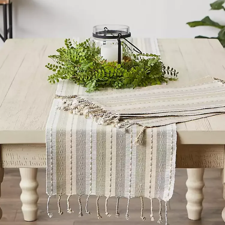 Table Linens-Kirklands Home Natural Tonal Stripe Placemats, Set of 6