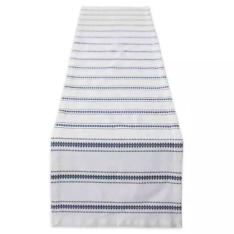 Table Linens-Kirklands Home French Zig Zag Stripe Table Runner, 72 in. Blue