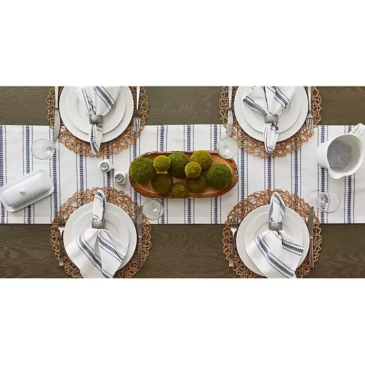 Table Linens-Kirklands Home French Zig Zag Stripe Table Runner, 72 in. Blue