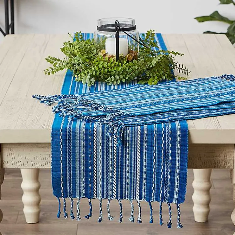 Table Linens-Kirklands Home Blue Tonal Stripe Table Runner
