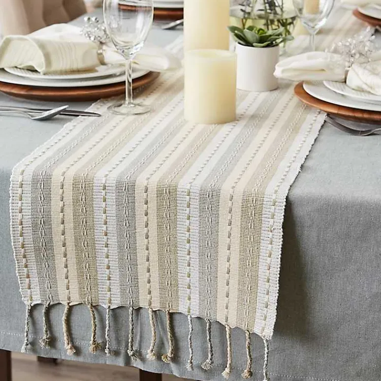 Table Linens-Kirklands Home Natural Tonal Stripe Table Runner