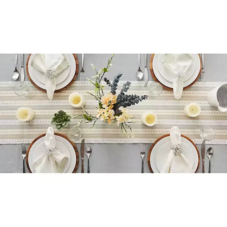Table Linens-Kirklands Home Natural Tonal Stripe Table Runner