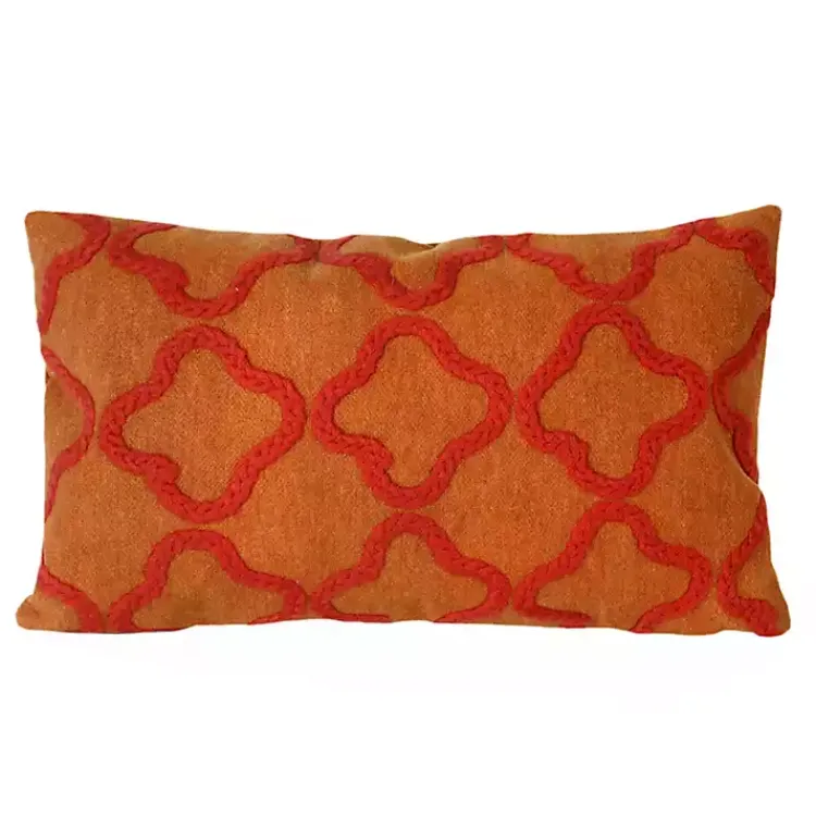Outdoor Cushions & Pillows-Kirklands Home Crewelwork Embroidered Outdoor Pillow Orange