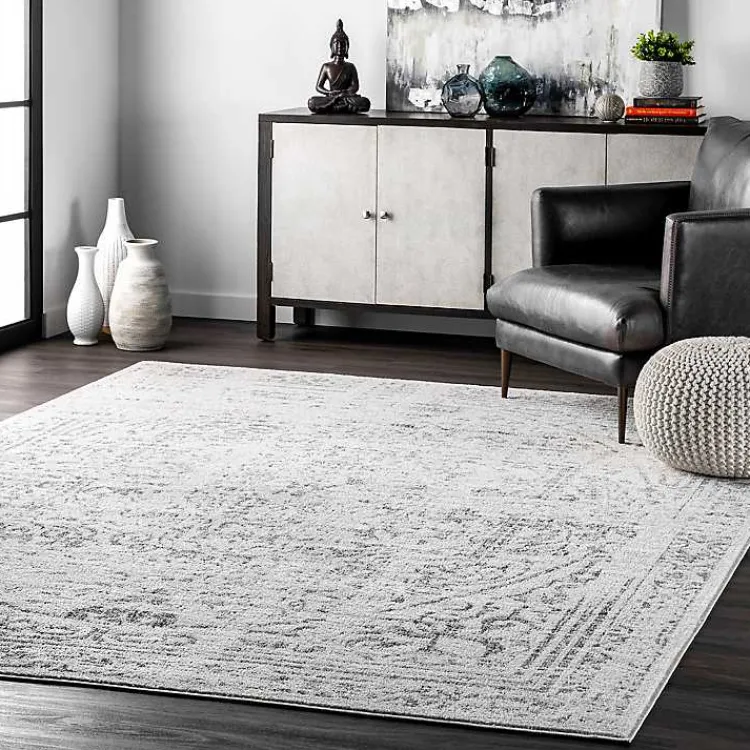 Area Rugs-Kirklands Home Gray Vintage Distressed Area Rug, 8x12