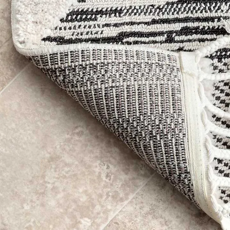 Area Rugs-Kirklands Home Gray Checkered Tiles Area Rug with Tassels, 5x7