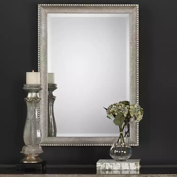 Decorative Mirrors-Kirklands Home Metallic Silver Textured Frame Wall Mirror