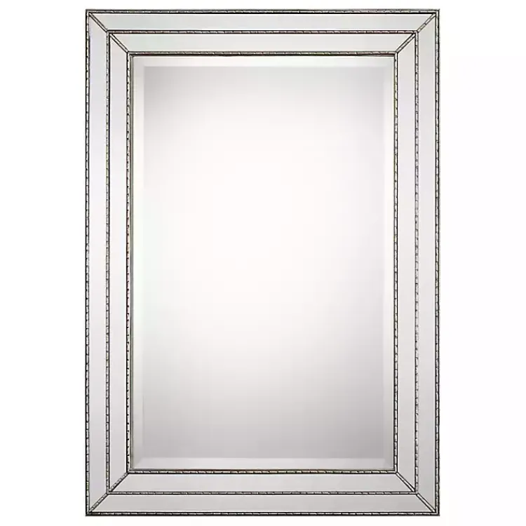 Decorative Mirrors-Kirklands Home Metallic Grooved Texture Wall Mirror Silver