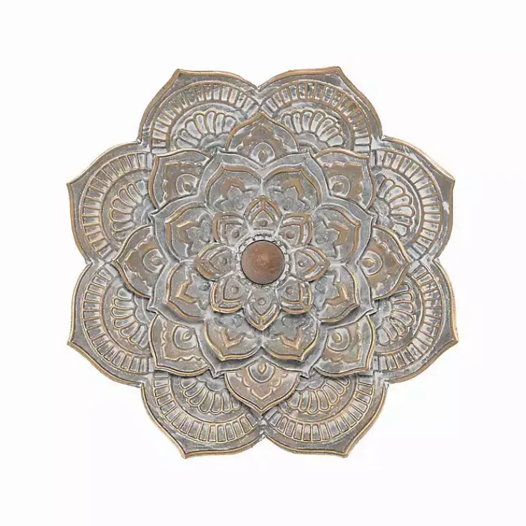 Wall Plaques-Kirklands Home Patina Finish Metal Flower Large Wall Plaque Gray