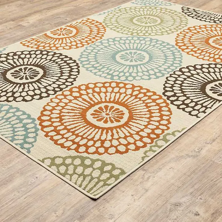 Outdoor Rugs-Kirklands Home Blue and Orange Circles Outdoor Area Rug, 6x9