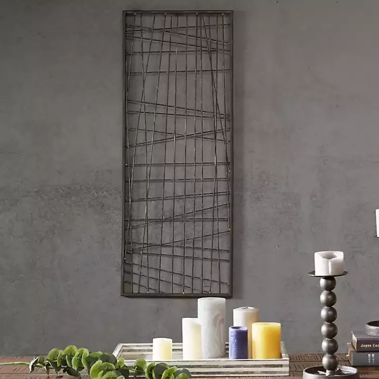 Wall Plaques-Kirklands Home Crosshatch Metal Frame Plaque Brown