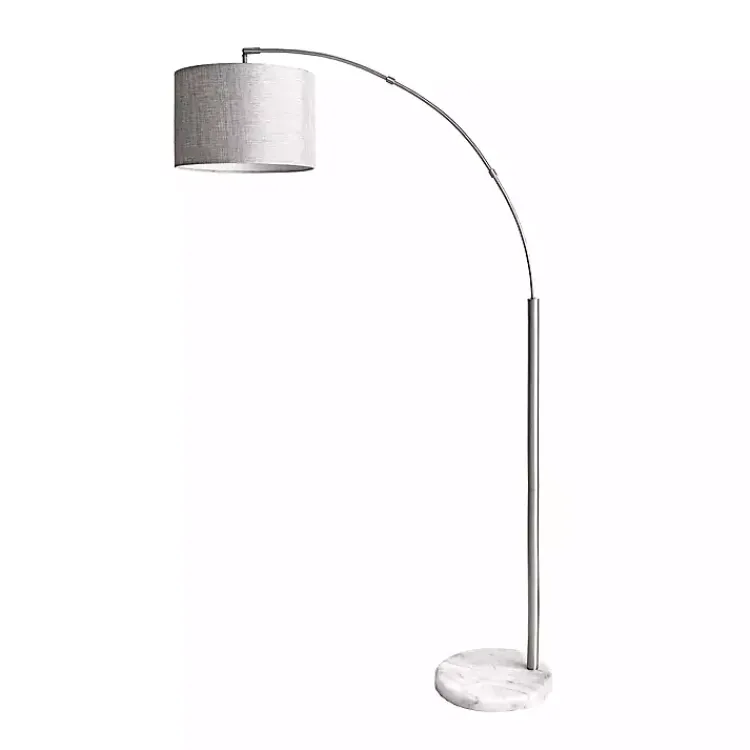 Floor Lamps-Kirklands Home Curved Floor Lamp with Marble Base Silver