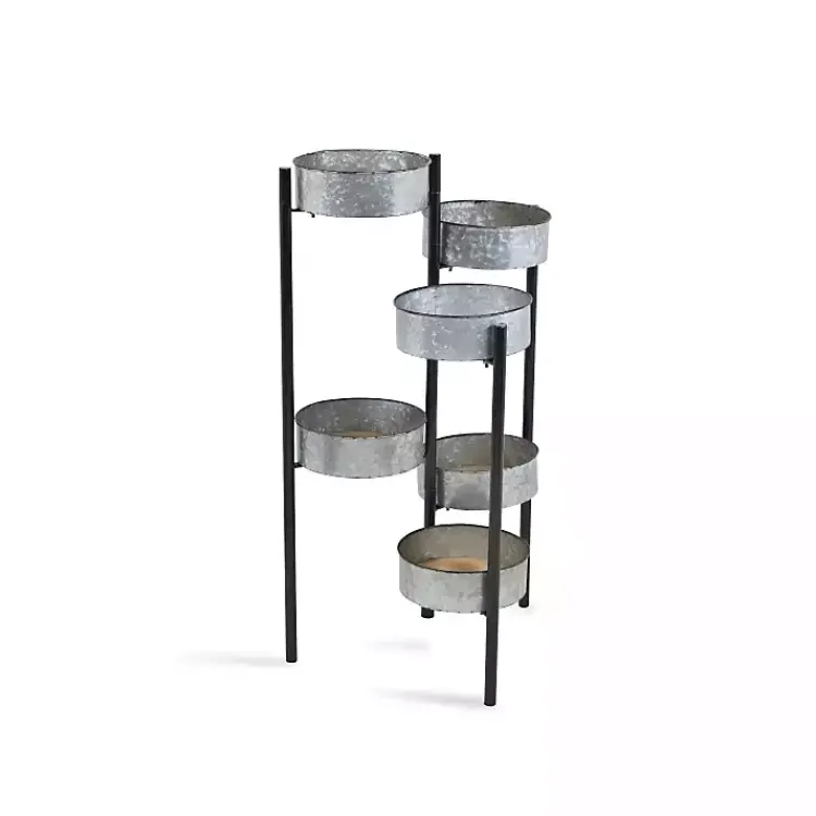 Planters-Kirklands Home Metal and Wood 6-Pot Folding Plant Stand