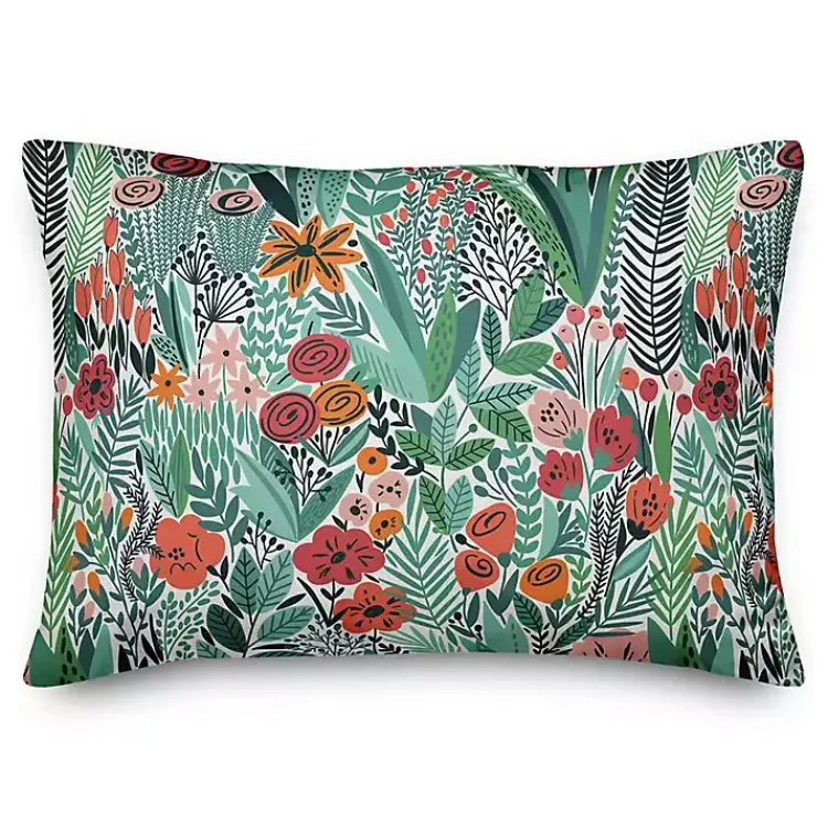 Outdoor Cushions & Pillows-Kirklands Home Floral Forest Outdoor Accent Pillow