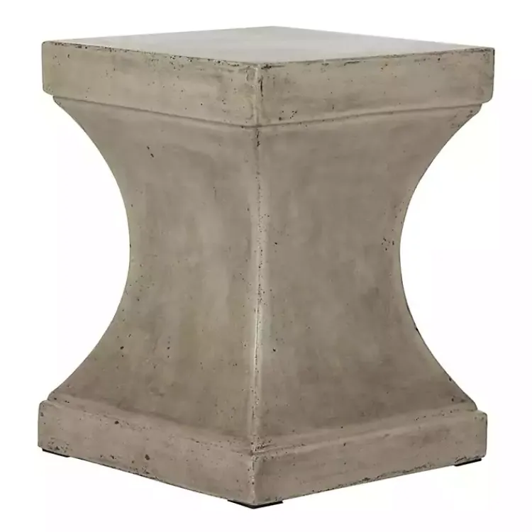 Outdoor Tables-Kirklands Home Dark Concrete Pedestal Accent Table Gray