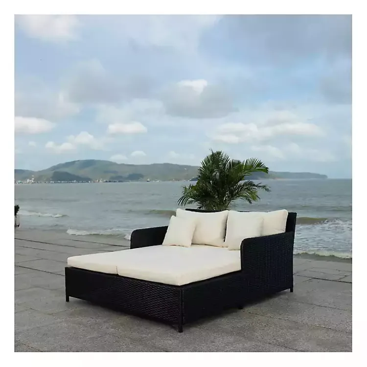 Outdoor Seating-Kirklands Home Black Wicker Outdoor Daybed