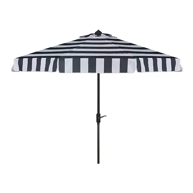 Outdoor Accent Furniture-Kirklands Home Navy Stripe Auto Tilt 9 ft. Outdoor Umbrella Blue