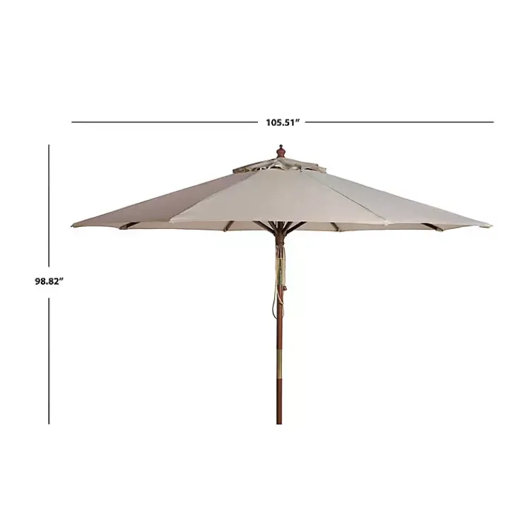 Outdoor Accent Furniture-Kirklands Home Beige 9 ft. Eucalyptus Outdoor Umbrella Tan