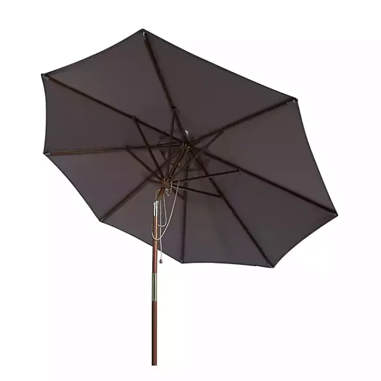 Outdoor Accent Furniture-Kirklands Home 9 ft. Eucalyptus Outdoor Umbrella Gray