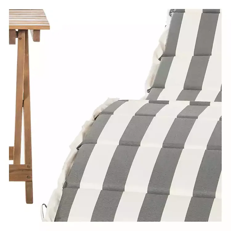 Outdoor Sets-Kirklands Home Acacia Wood 3-pc. Chaise Set with Striped Cushions