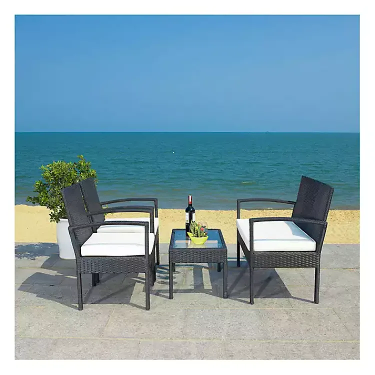Outdoor Sets-Kirklands Home Black Wicker Frame 4-pc. Outdoor Living Set