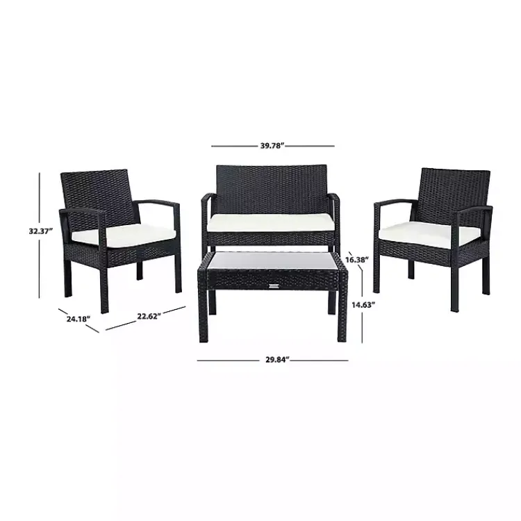 Outdoor Sets-Kirklands Home Black Wicker Frame 4-pc. Outdoor Living Set