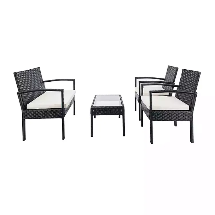 Outdoor Sets-Kirklands Home Black Wicker Frame 4-pc. Outdoor Living Set